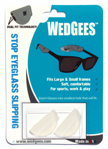 Dual Fit Clear Molded Wedgees.   Fits small and Large frames